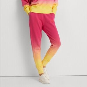 Lauren Ralph Lauren Dip Dyed French Terry Sweatpants Pink Yellow Womens XL Ombre